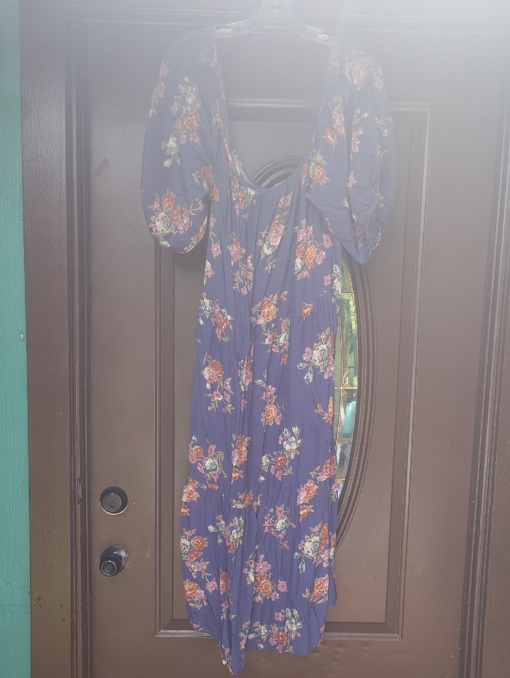Auguste The Label Navy Floral Maxi Dress with Puff Sleeves